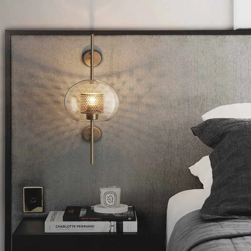 Wandlamp Glazen Cilinder met Geperforeerde Messing Kap Modern Design Warm Licht Sfeerverlichting Woonkamer | Sansoti