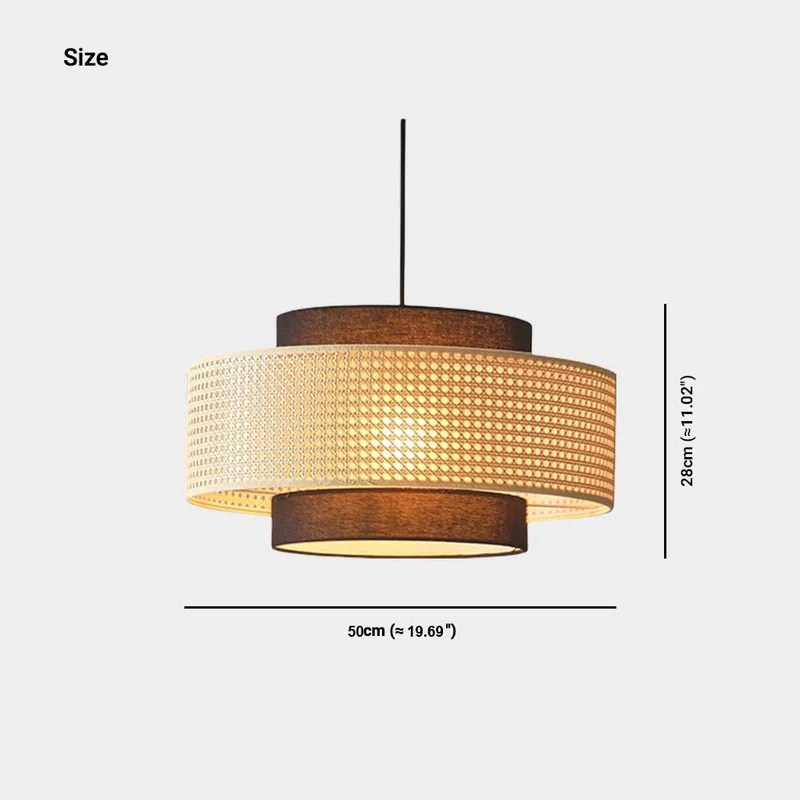 Hanglamp Rotan Stof Rond Natuurlijk Japandi Sfeer Dubbele Kap Eetkamer Woonkamer LED Hangverlichting Modern | Sansoti