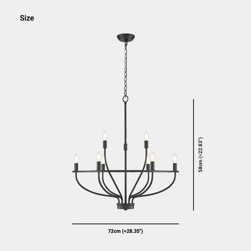 Ronde Kroonluchter met Takken en Kaarslichten IJzer Zwart Goud Landelijk Karakter Eetkamer Woonkamer 6 9 12 Lampen | Sansoti