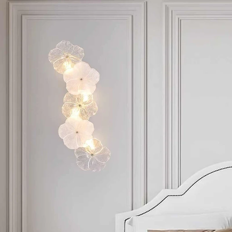 Decoratieve Glazen Wandlamp Bloemvorm met 3 Kleurstanden en LED Verlichting voor Slaapkamer en Woonkamer | Sansoti