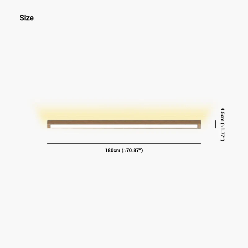 Lineaire Plafondlamp Hout 60-180cm LED Dimbaar 3 Lichtkleuren Smal Design voor Gang Hal Woonkamer Scandinavisch | Sansoti