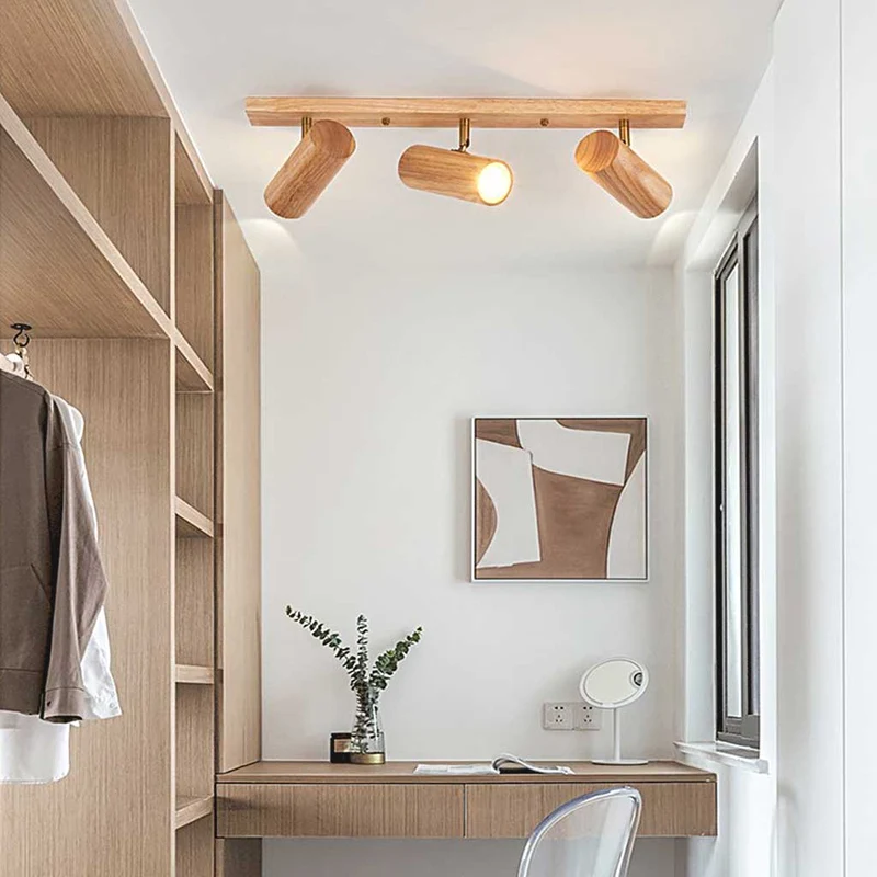 Verstelbare LED Railspot Hout Plafond Wand Verlichting Natuurlijk Design Sfeervolle Accentverlichting Woonruimtes | Sansoti