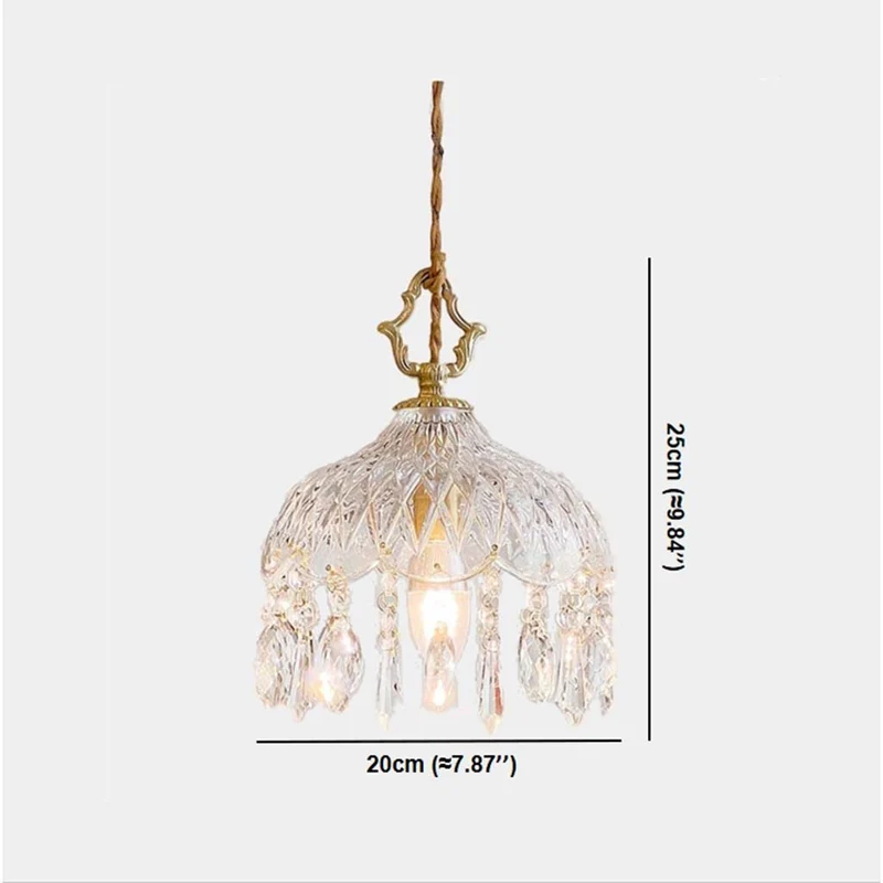 Kristallen Hanglamp met Messing Fitting en Geribbeld Glas voor Eetkamer Woonkamer Slaapkamer Sfeerverlichting | Sansoti