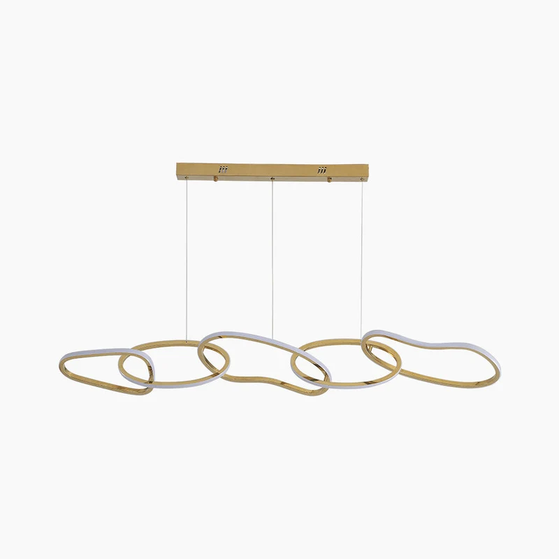 Ovale Gouden Kroonluchter RVS LED Dimbaar Verstelbaar Instelbare Lichtkleur Eetkamer Woonkamer Modern | Sansoti