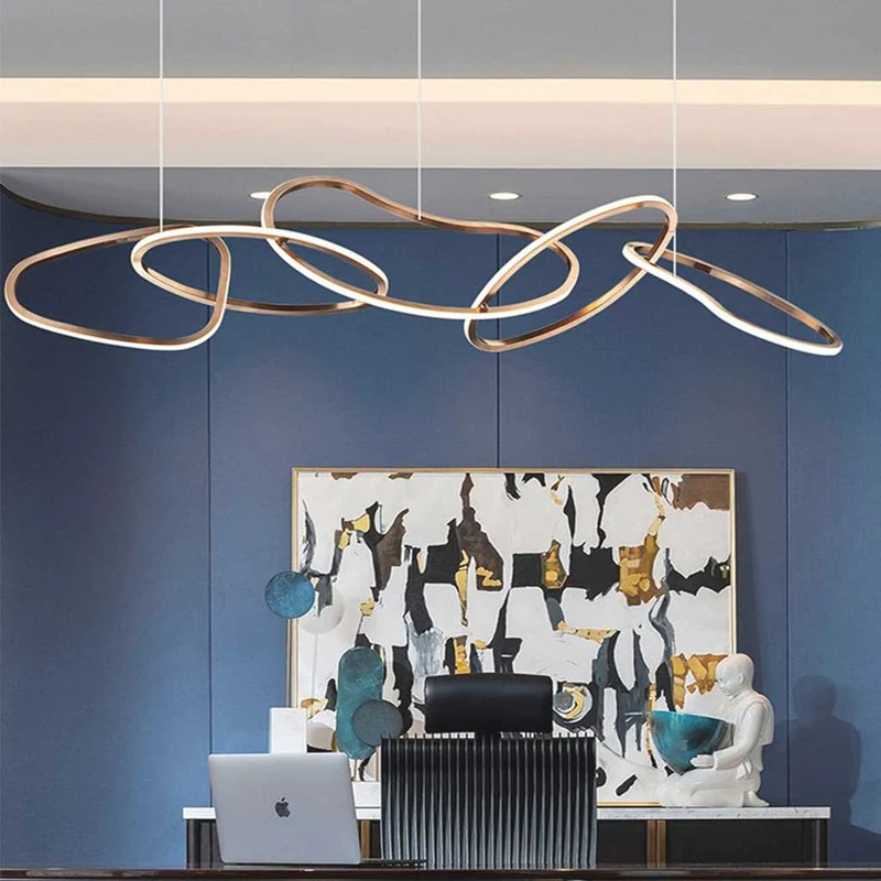 Ovale Gouden Kroonluchter RVS LED Dimbaar Verstelbaar Instelbare Lichtkleur Eetkamer Woonkamer Modern | Sansoti