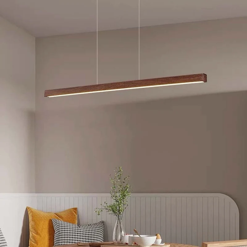 Hanglamp Lineair LED Dimbaar Notenhout IJzer Acrylic Eetkamer Woonkamer Scandinavisch Modern Design Verlichting | Sansoti