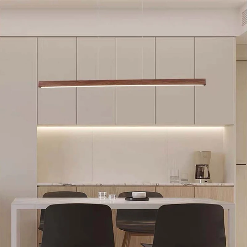 Hanglamp Lineair LED Dimbaar Notenhout IJzer Acrylic Eetkamer Woonkamer Scandinavisch Modern Design Verlichting | Sansoti