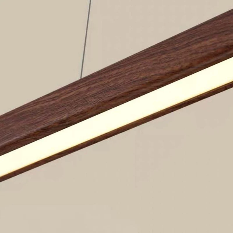 Hanglamp Lineair LED Dimbaar Notenhout IJzer Acrylic Eetkamer Woonkamer Scandinavisch Modern Design Verlichting | Sansoti