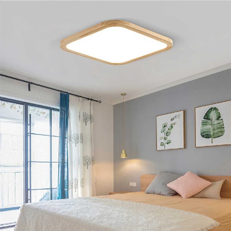 Ultradunne Houten Plafondlamp Full Spectrum LED Dimbaar met Instelbare Kleurtemperatuur Modern Scandinavisch | Sansoti