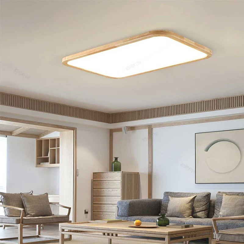 Ultradunne Houten Plafondlamp Full Spectrum LED Dimbaar met Instelbare Kleurtemperatuur Modern Scandinavisch | Sansoti