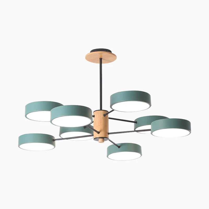 Plafondlamp Kroonluchter Hout & Metaal Multi-Arm LED Verstelbaar Licht Modern Scandinavisch Design Woonkamer | Sansoti