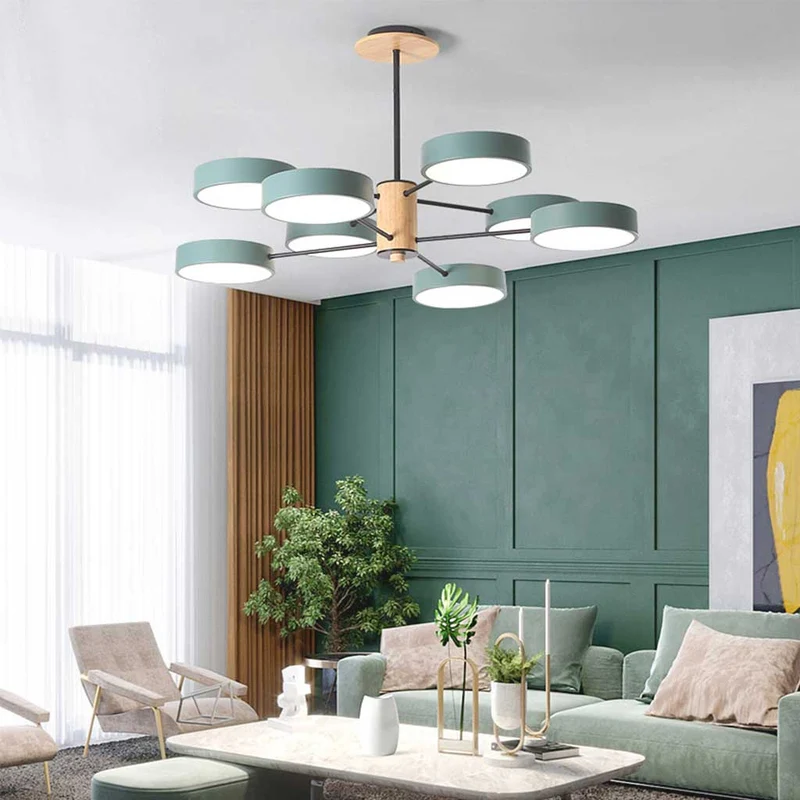 Plafondlamp Kroonluchter Hout & Metaal Multi-Arm LED Verstelbaar Licht Modern Scandinavisch Design Woonkamer | Sansoti