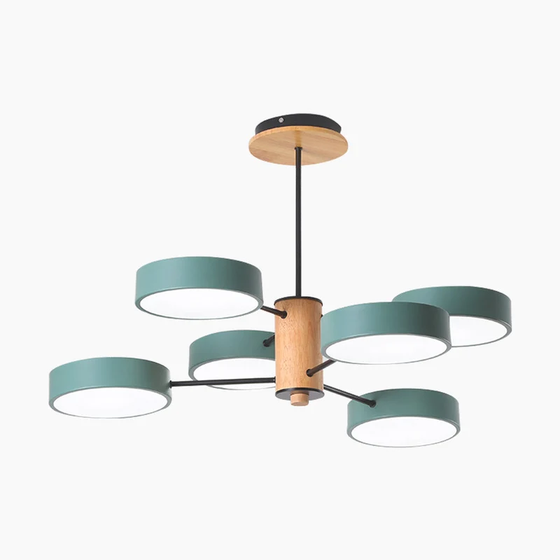 Plafondlamp Kroonluchter Hout & Metaal Multi-Arm LED Verstelbaar Licht Modern Scandinavisch Design Woonkamer | Sansoti