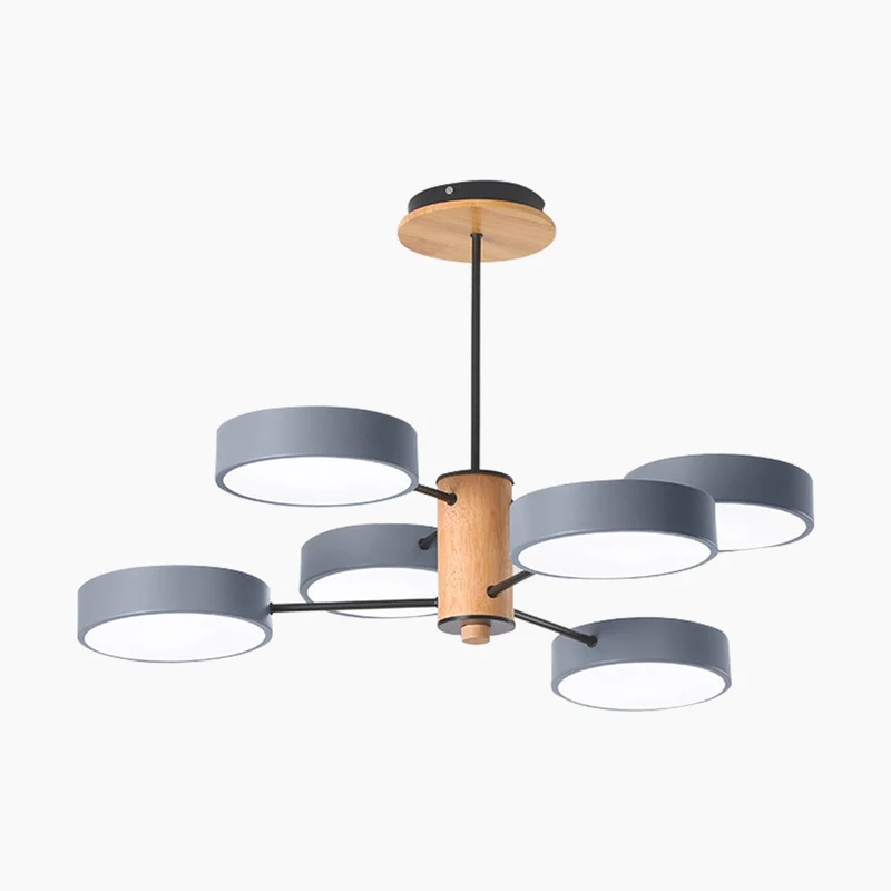 Plafondlamp Kroonluchter Hout & Metaal Multi-Arm LED Verstelbaar Licht Modern Scandinavisch Design Woonkamer | Sansoti
