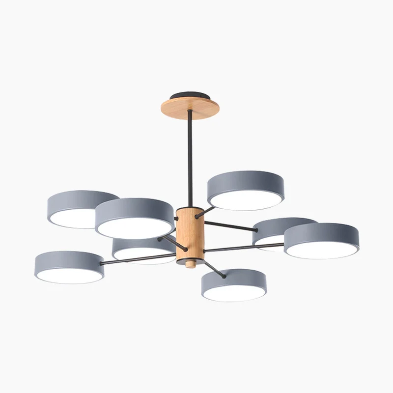 Plafondlamp Kroonluchter Hout & Metaal Multi-Arm LED Verstelbaar Licht Modern Scandinavisch Design Woonkamer | Sansoti