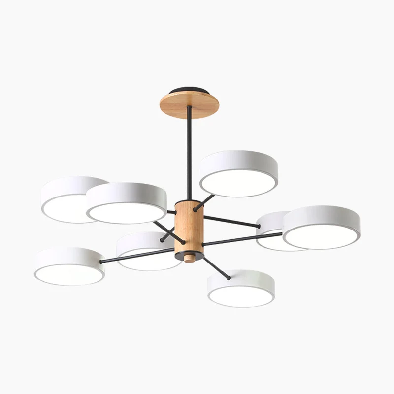 Plafondlamp Kroonluchter Hout & Metaal Multi-Arm LED Verstelbaar Licht Modern Scandinavisch Design Woonkamer | Sansoti
