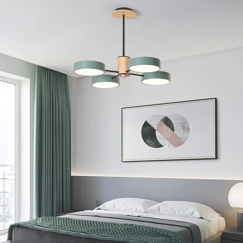Plafondlamp Kroonluchter Hout & Metaal Multi-Arm LED Verstelbaar Licht Modern Scandinavisch Design Woonkamer | Sansoti