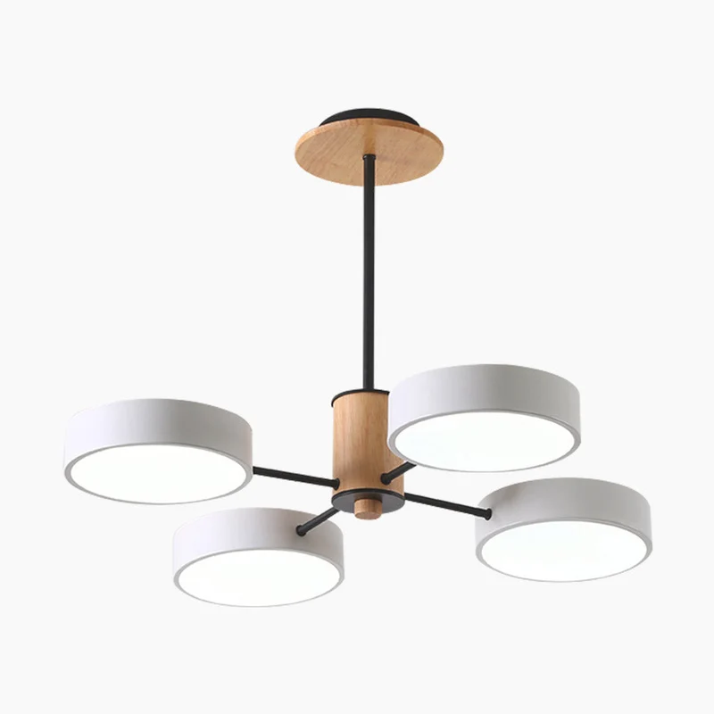 Plafondlamp Kroonluchter Hout & Metaal Multi-Arm LED Verstelbaar Licht Modern Scandinavisch Design Woonkamer | Sansoti