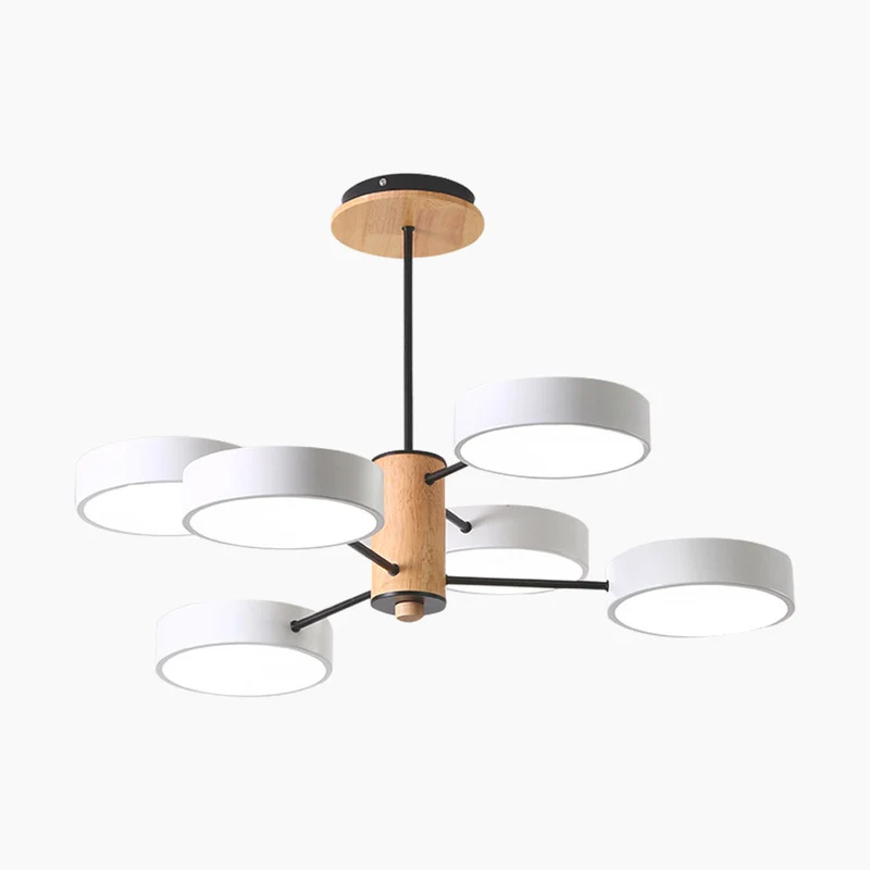 Plafondlamp Kroonluchter Hout & Metaal Multi-Arm LED Verstelbaar Licht Modern Scandinavisch Design Woonkamer | Sansoti