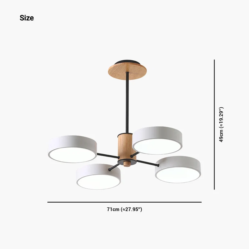 Plafondlamp Kroonluchter Hout & Metaal Multi-Arm LED Verstelbaar Licht Modern Scandinavisch Design Woonkamer | Sansoti