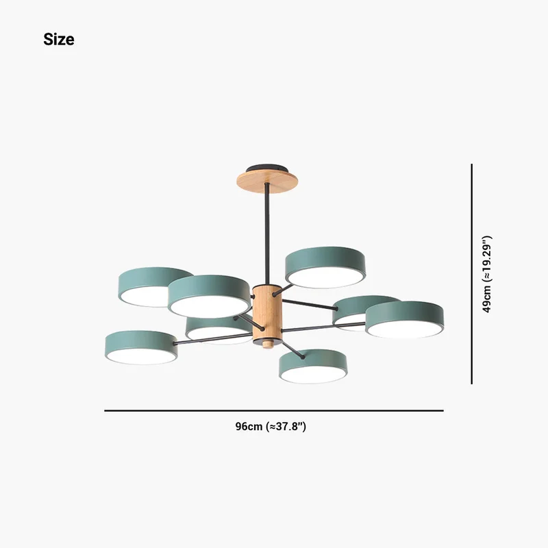 Plafondlamp Kroonluchter Hout & Metaal Multi-Arm LED Verstelbaar Licht Modern Scandinavisch Design Woonkamer | Sansoti
