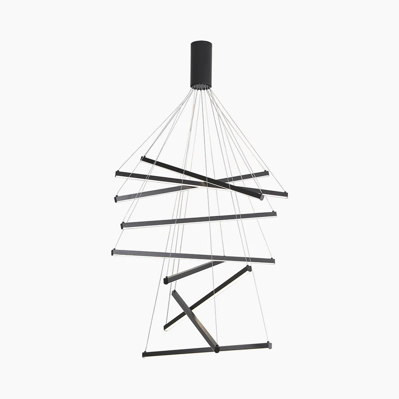 Kroonluchter Kruis LED Bars voor Hoog Plafond Hal Trap Dimbaar Aluminium Zwart Wit Verstelbare Hoogte | Sansoti