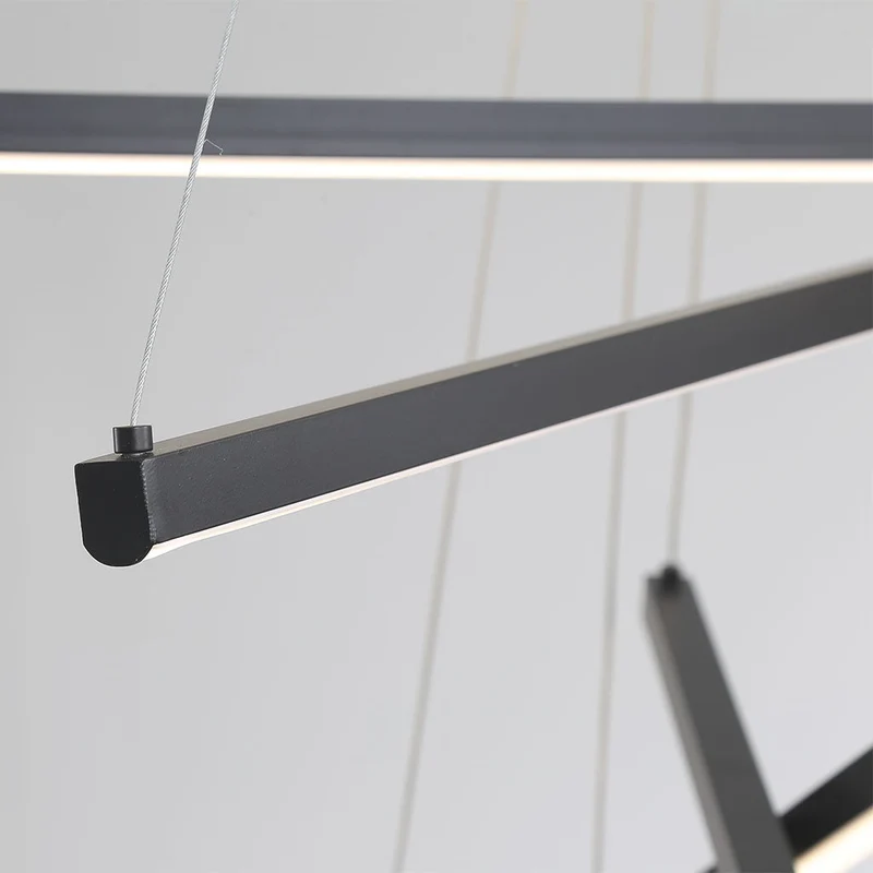 Kroonluchter Kruis LED Bars voor Hoog Plafond Hal Trap Dimbaar Aluminium Zwart Wit Verstelbare Hoogte | Sansoti