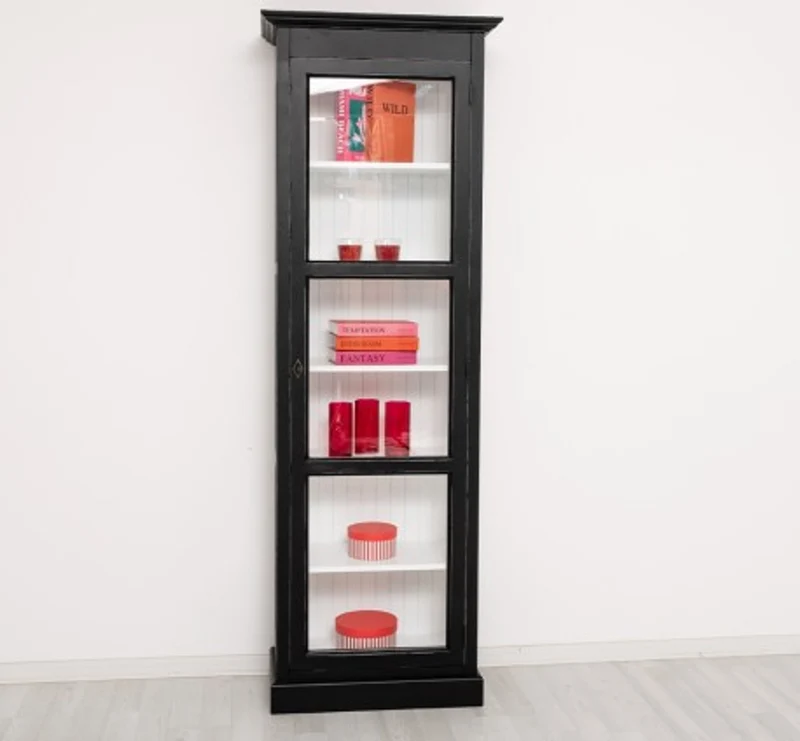 Casa Padrino Vitrine im Landhausstil mit 1 Glastür, 75 x 40 x 220 cm