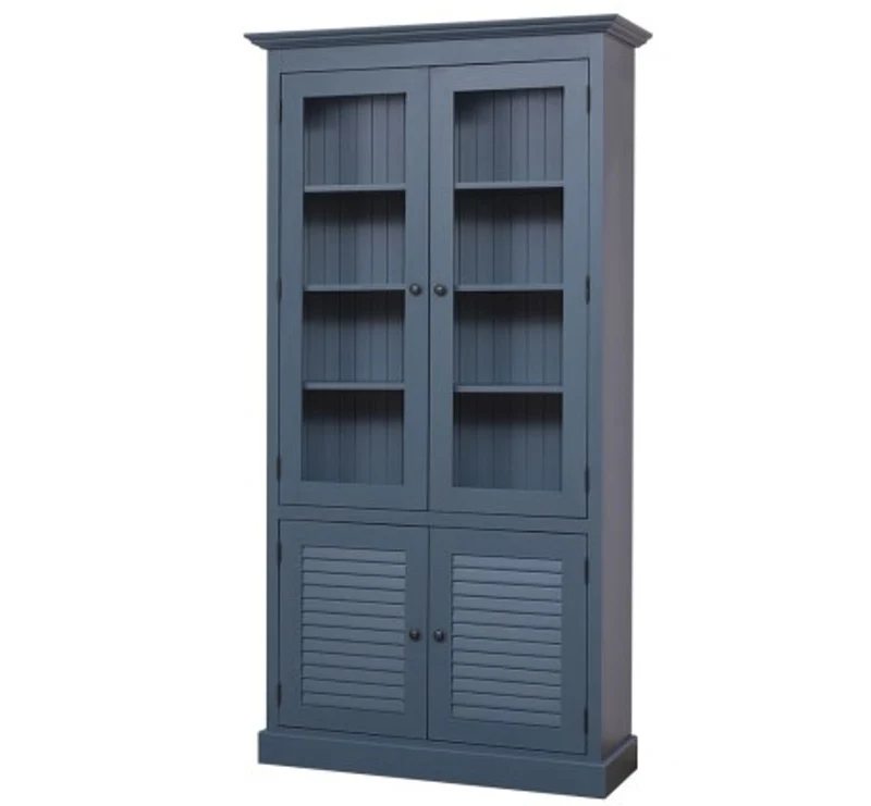 Casa Padrino Vitrine im Landhausstil mit 2 Glastüren, 110 x 39 x 210 cm