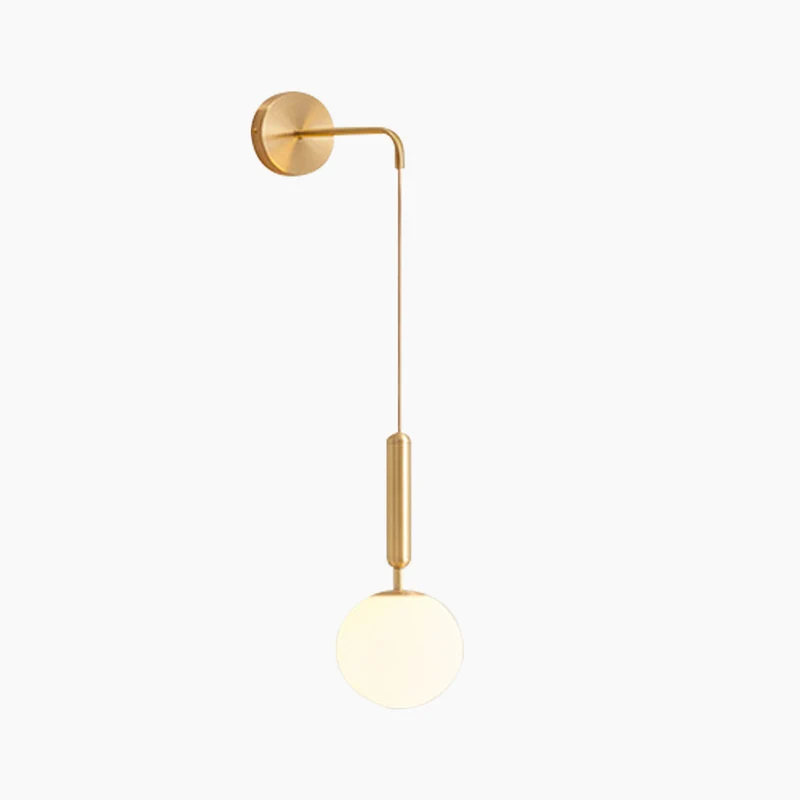 Glazen Bol Wandlamp Verstelbaar met Gouden Kabel Slaapkamer Woonkamer Nordic Scandinavisch Design LED | Sansoti