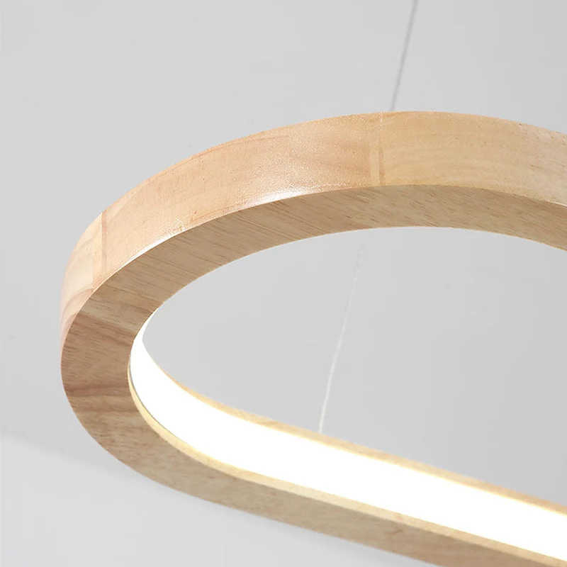 Ovale Houten Hanglamp met Dimbare LED Verlichting en Afstandsbediening voor Eetkamer Keuken Bar Woonkamer | Sansoti