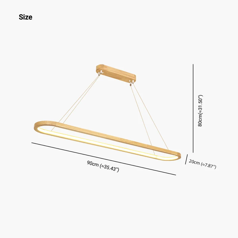 Ovale Houten Hanglamp met Dimbare LED Verlichting en Afstandsbediening voor Eetkamer Keuken Bar Woonkamer | Sansoti