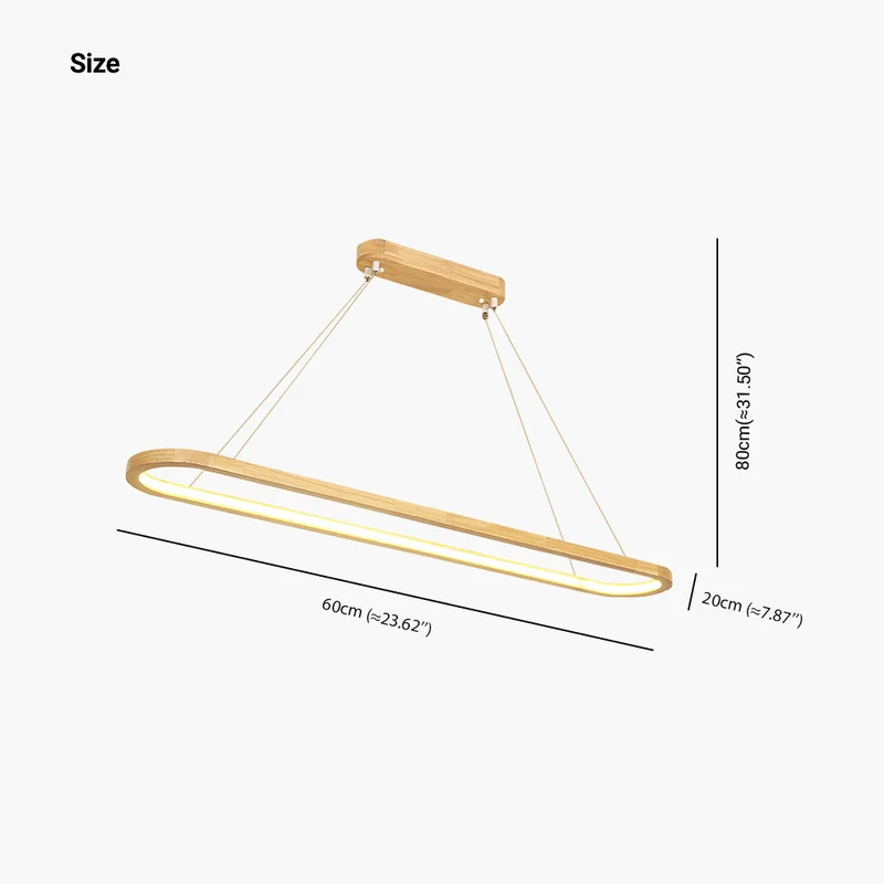 Ovale Houten Hanglamp met Dimbare LED Verlichting en Afstandsbediening voor Eetkamer Keuken Bar Woonkamer | Sansoti