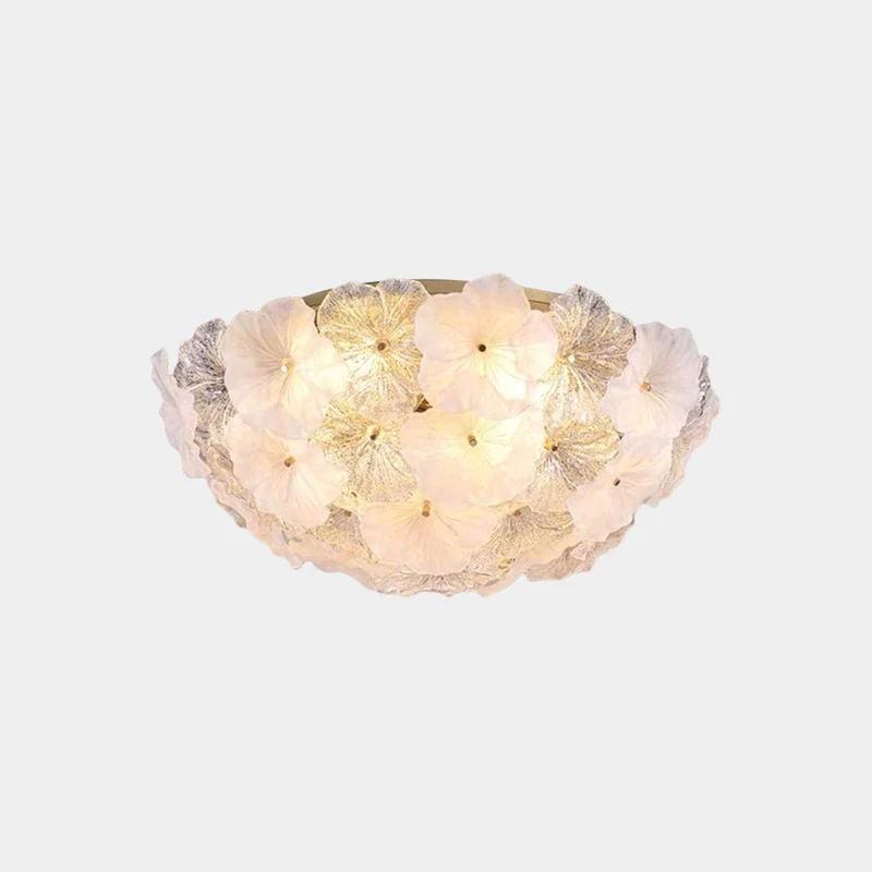 Glazen Bloemplafondlamp Rond met LED Verlichting voor Slaapkamer Woonkamer Scandinavisch Design Sfeerverlichting | Sansoti
