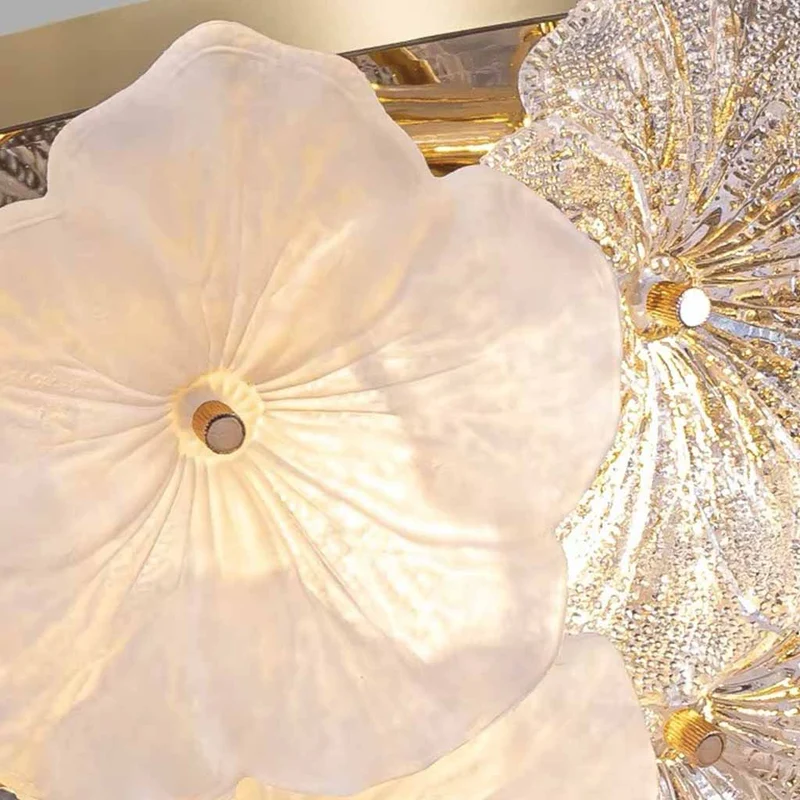 Glazen Bloemplafondlamp Rond met LED Verlichting voor Slaapkamer Woonkamer Scandinavisch Design Sfeerverlichting | Sansoti