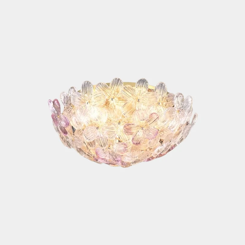 Glazen Bloemplafondlamp Rond met LED Verlichting voor Slaapkamer Woonkamer Scandinavisch Design Sfeerverlichting | Sansoti