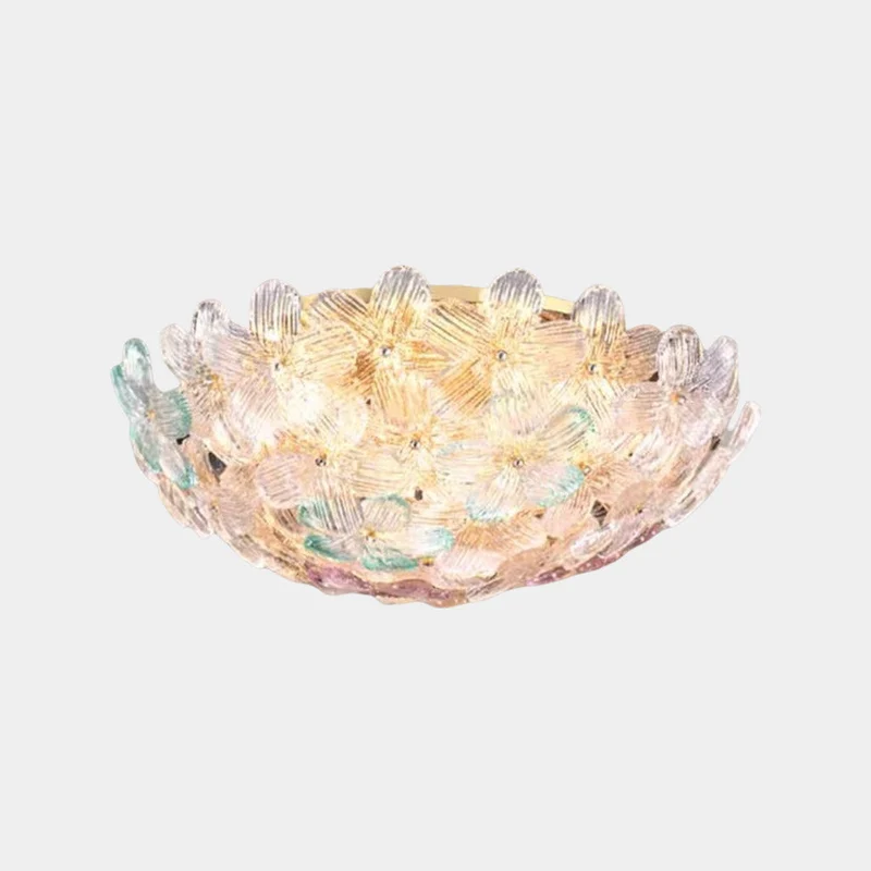 Glazen Bloemplafondlamp Rond met LED Verlichting voor Slaapkamer Woonkamer Scandinavisch Design Sfeerverlichting | Sansoti