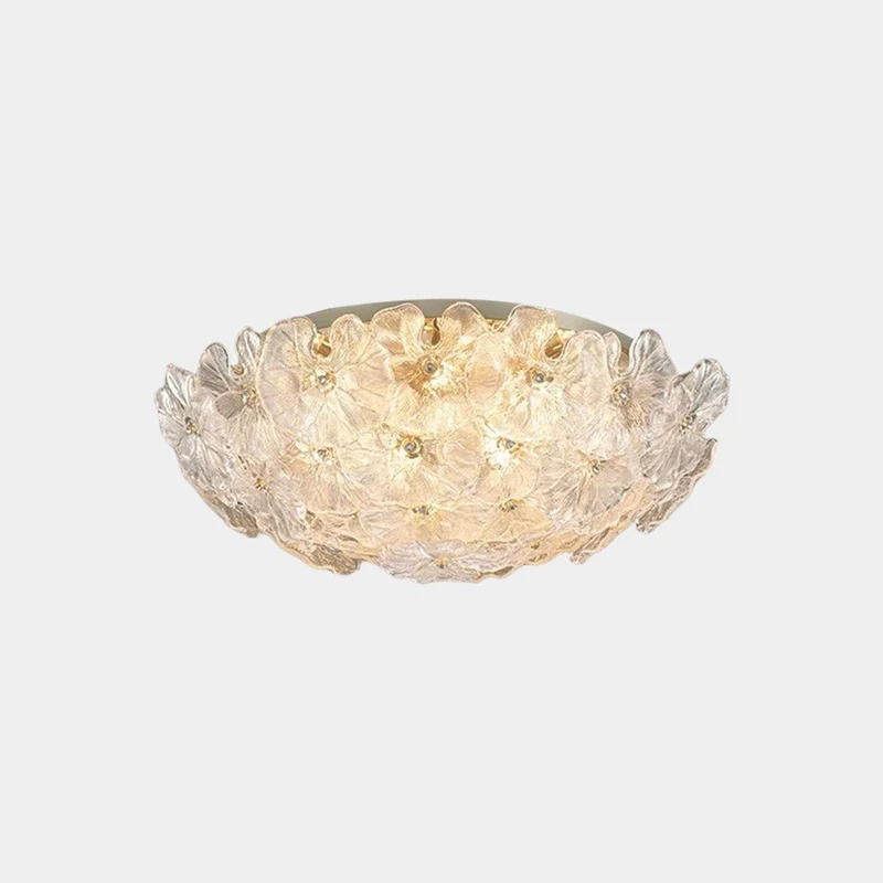 Glazen Bloemplafondlamp Rond met LED Verlichting voor Slaapkamer Woonkamer Scandinavisch Design Sfeerverlichting | Sansoti