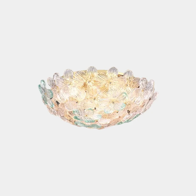 Glazen Bloemplafondlamp Rond met LED Verlichting voor Slaapkamer Woonkamer Scandinavisch Design Sfeerverlichting | Sansoti