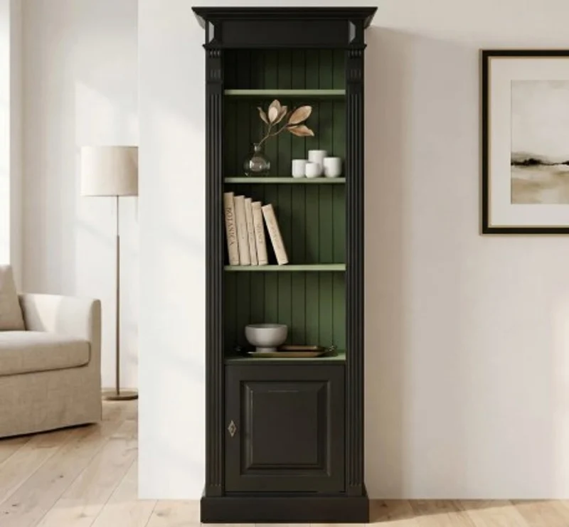 Casa Padrino Bücherregal im Landhausstil mit 1 Tür, 71 x 39 x 197 cm