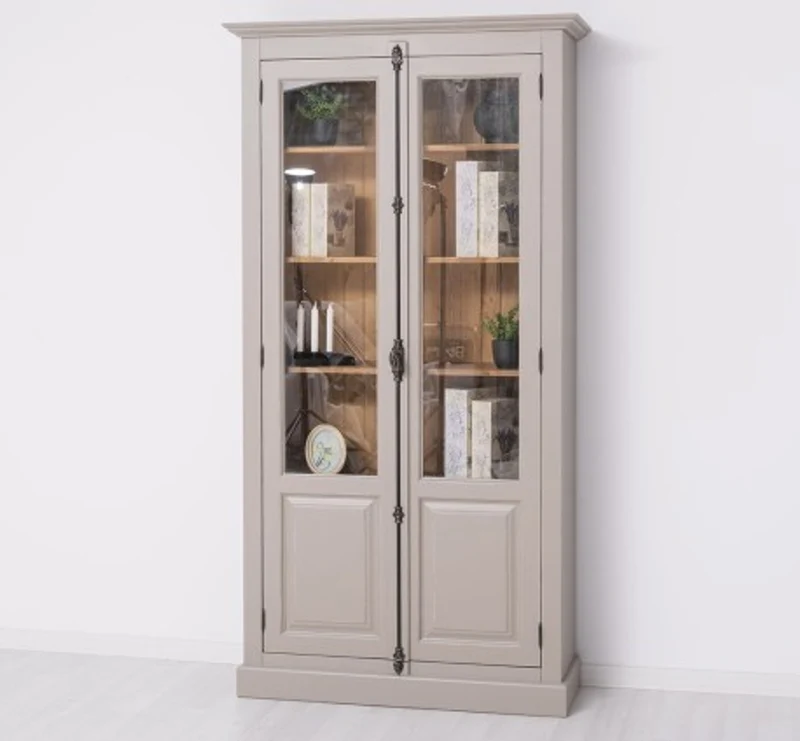 Casa Padrino Vitrine im Landhausstil mit 2 Türen, 110 x 40 x 210 cm
