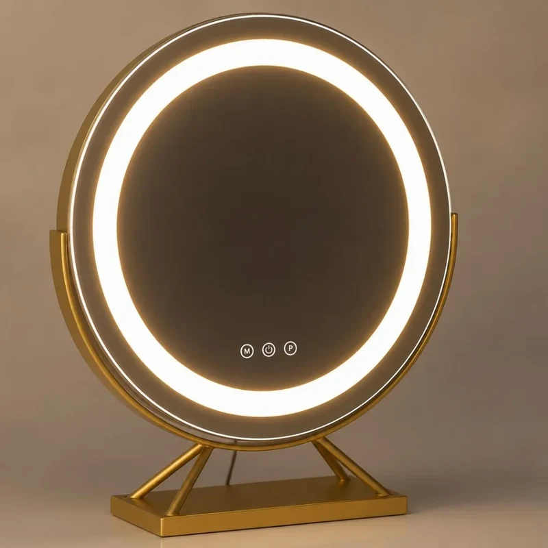 Verlichte Make-upspiegel met LED Dimbaar 15x Vergrotend 30cm Rond 3 Lichtmodi 360° Roteerbaar Tafelmodel | Sansoti