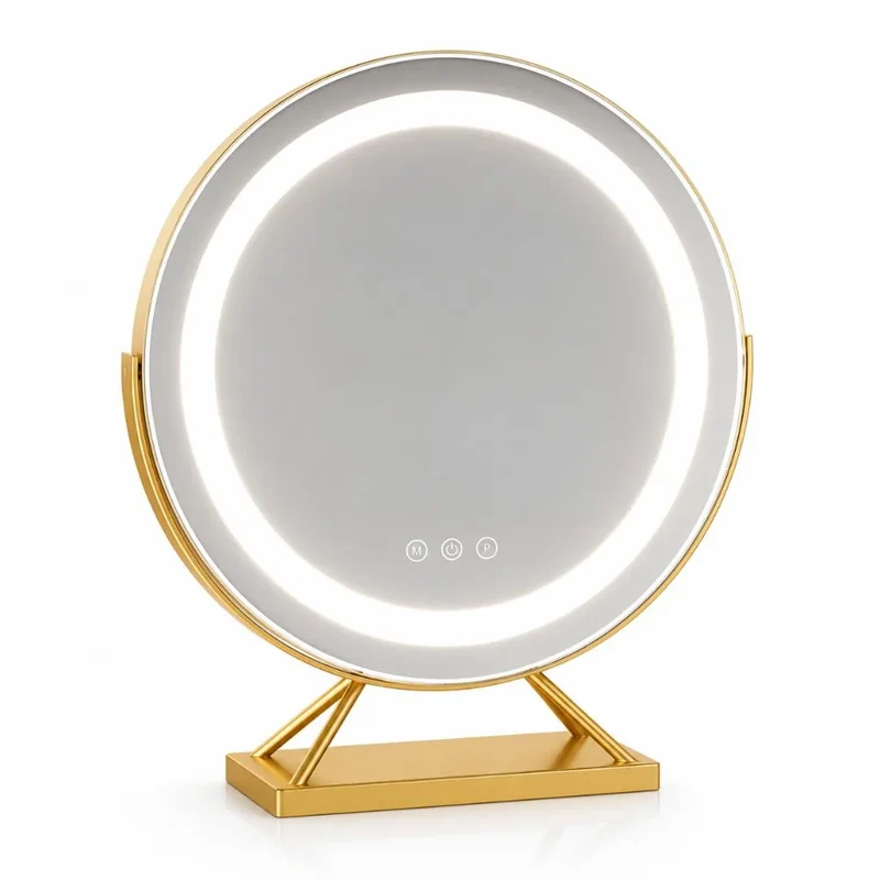 Verlichte Make-upspiegel met LED Dimbaar 15x Vergrotend 30cm Rond 3 Lichtmodi 360° Roteerbaar Tafelmodel | Sansoti
