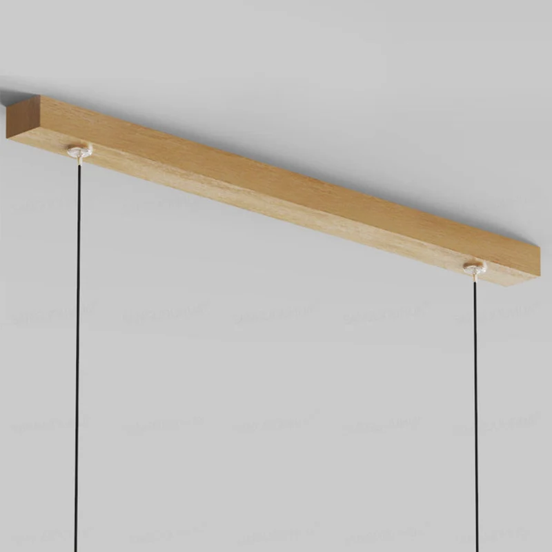 Lineaire Hanglamp Rubberhout LED Minimalistisch Scandinavisch Design Eetkamer Keukeneiland Eettafel Verlichting | Sansoti