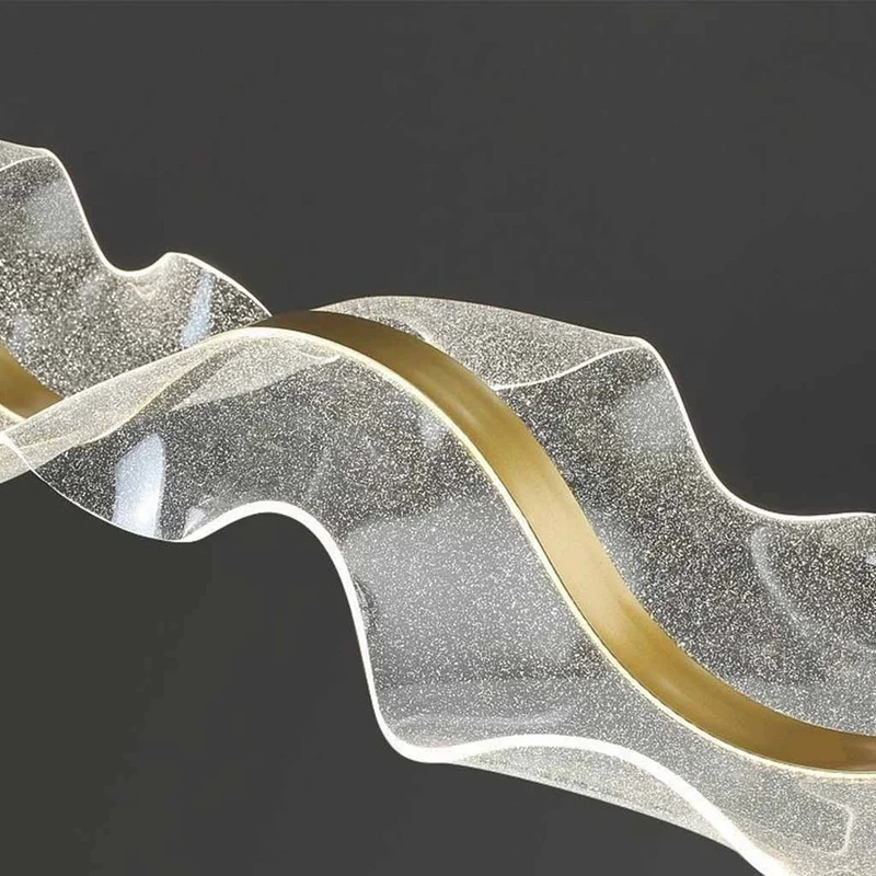 Kroonluchter Golvende Acryl Lint Goud Dimbaar LED 100-220cm Eetkamer Woonkamer Hanglamp Luxe Modern Design | Sansoti