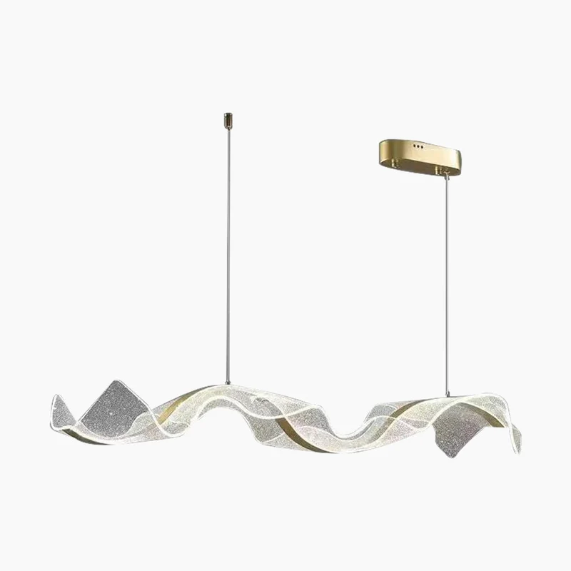 Kroonluchter Golvende Acryl Lint Goud Dimbaar LED 100-220cm Eetkamer Woonkamer Hanglamp Luxe Modern Design | Sansoti