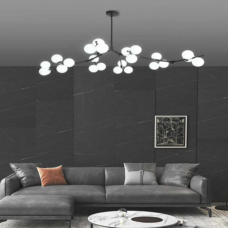 Kroonluchter Glazen Bollen Vertakte Armen Metaal 12-24 Lichtpunten Modern Design Woonkamer Eetkamer Hal | Sansoti