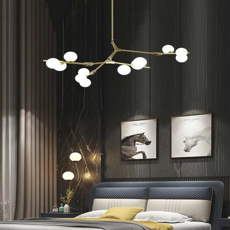 Kroonluchter Glazen Bollen Vertakte Armen Metaal 12-24 Lichtpunten Modern Design Woonkamer Eetkamer Hal | Sansoti