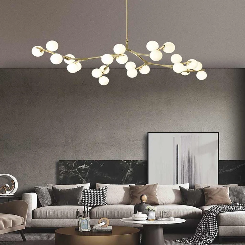 Kroonluchter Glazen Bollen Vertakte Armen Metaal 12-24 Lichtpunten Modern Design Woonkamer Eetkamer Hal | Sansoti