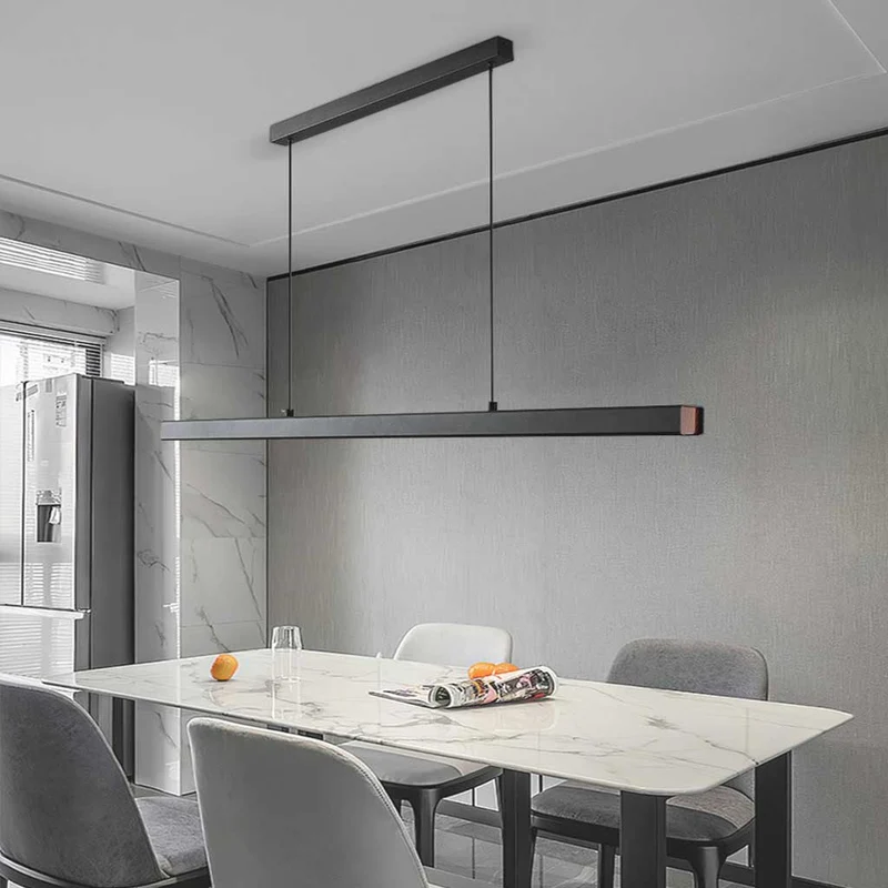 Lineaire Hanglamp Aluminium LED Dimbaar Modern Minimalistisch Design Zwart Wit Eetkamer Woonkamer Verlichting | Sansoti
